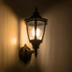 ENGLAND 202-0011 Vintage Φωτιστικό Τοίχου - Απλίκα με Ντουί 1 x E27 AC 220-240V IP44 - Μαύρο - Μ25 x Π20 x Υ42cm