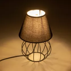 SHAPE 202-0057 Μοντέρνο Eπιτραπέζιο Φωτιστικό Πορτατίφ Μονόφωτο 1 x E27 IP20 Μαύρο Μέταλλο με Μαύρο Ύφασμα - Μ19 x Π19 x Υ28cm