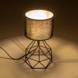 SHAPE 202-0059 Μοντέρνο Eπιτραπέζιο Φωτιστικό Πορτατίφ Μονόφωτο 1 x E27 IP20 Μαύρο Μέταλλο με Μαύρο Ύφασμα - Μ17 x Π17 x Υ30cm