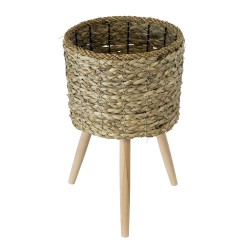 Artificial Garden SKOPELOS 20297 Διακοσμητικό Πλεκτό Καλάθι - Κασπώ Γλάστρα - Flower Pot Μπεζ με Καφέ Φ26cm x Υ44cm