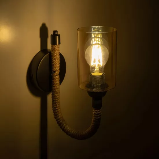 RIFT 203-0002 Vintage Φωτιστικό Τοίχου - Απλίκα με Ντουί 1 x E27 AC 220-240V IP20 - Μαύρο & Μπεζ - Μ12 x Π24 x Υ31cm