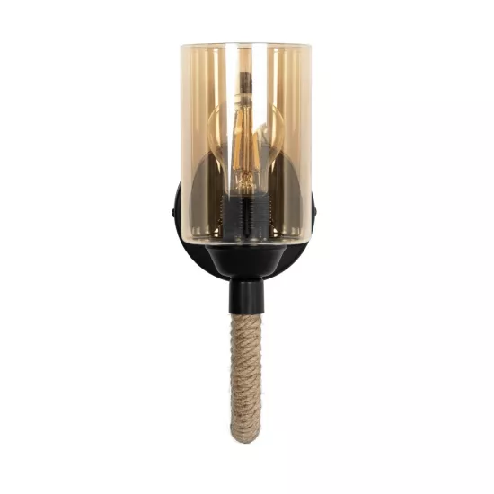 RIFT 203-0002 Vintage Φωτιστικό Τοίχου - Απλίκα με Ντουί 1 x E27 AC 220-240V IP20 - Μαύρο & Μπεζ - Μ12 x Π24 x Υ31cm