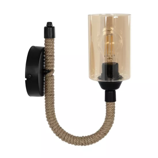 RIFT 203-0002 Vintage Φωτιστικό Τοίχου - Απλίκα με Ντουί 1 x E27 AC 220-240V IP20 - Μαύρο & Μπεζ - Μ12 x Π24 x Υ31cm