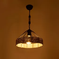 ZION 203-0003 Vintage Κρεμαστό Φωτιστικό Οροφής με Ντουί 1 x E27 AC 220-240V IP20 - Μαύρο & Μπεζ - Μ33 x Π33 x Υ29cm