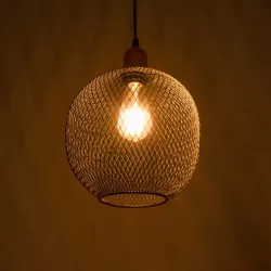 WIRE 203-0004 Μοντέρνο Κρεμαστό Φωτιστικό Οροφής με Ντουί 1 x E27 AC 220-240V IP20 - Μαύρο & Χάλκινο - Μ25 x Π25 x Υ30cm