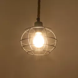 TALAH 203-0008 Vintage Κρεμαστό Φωτιστικό Οροφής με Ντουί 1 x E27 AC 220-240V IP20 - Μαύρο & Μπεζ - Μ20 x Π20 x Υ20cm