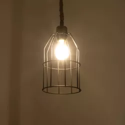 TALAH 203-0009 Vintage Κρεμαστό Φωτιστικό Οροφής με Ντουί 1 x E27 AC 220-240V IP20 - Μαύρο & Μπεζ - Μ15.5 x Π15.5 x Υ30cm