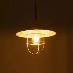 TULUB 203-0010 Vintage Κρεμαστό Φωτιστικό Οροφής με Ντουί 1 x E27 AC 220-240V IP20 - Λευκό & Μπεζ - Μ33 x Π33 x Υ30cm