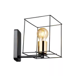 CYRA 203-0012 Μοντέρνο Φωτιστικό Τοίχου - Απλίκα με Ντουί 1 x E27 AC 220-240V IP20 - Μαύρο & Χρυσό - Μ14 x Π21 x Υ22cm