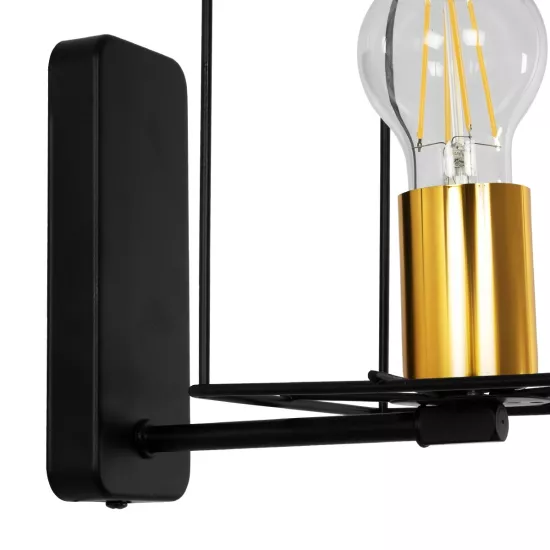 CYRA 203-0012 Μοντέρνο Φωτιστικό Τοίχου - Απλίκα με Ντουί 1 x E27 AC 220-240V IP20 - Μαύρο & Χρυσό - Μ14 x Π21 x Υ22cm