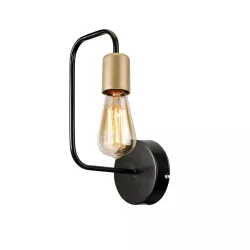 JUNO 203-0013 Μοντέρνο Φωτιστικό Τοίχου - Απλίκα με Ντουί 1 x E27 AC 220-240V IP20 - Μαύρο & Χρυσό - Μ18.5 x Π18.5 x Υ28cm