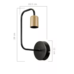 JUNO 203-0013 Μοντέρνο Φωτιστικό Τοίχου - Απλίκα με Ντουί 1 x E27 AC 220-240V IP20 - Μαύρο & Χρυσό - Μ18.5 x Π18.5 x Υ28cm
