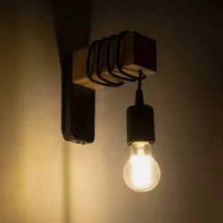 XYLO 203-0014 Μοντέρνο Φωτιστικό Τοίχου - Απλίκα με Ντουί 1 x E27 AC 220-240V IP20 - Μαύρο & Μπεζ - Μ18 x Π18 x Υ19cm