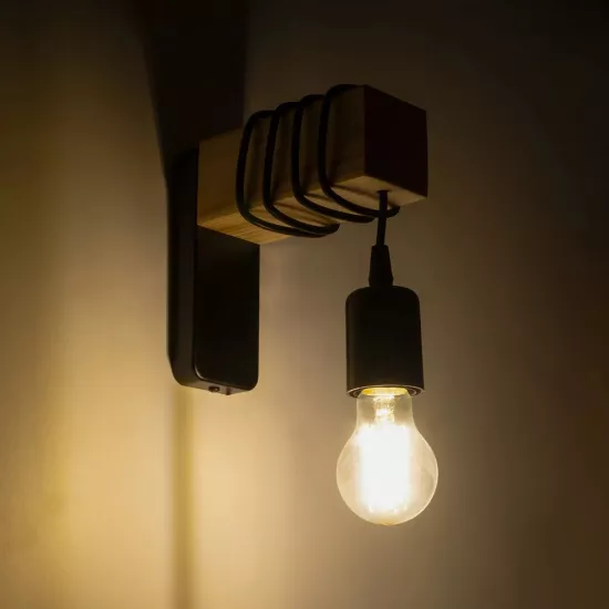 XYLO 203-0014 Μοντέρνο Επιτοίχιο Φωτιστικό Απλίκα Μονόφωτο 1 x E27 IP20 Μαύρο Μέταλλο με Μπεζ Ξύλο - Μ18 x Π18 x Υ19cm XYLO 203-0014 Μοντέρνο Επιτοίχιο Φωτιστικό Απλίκα Μονόφωτο 1 x E27 IP20 Μαύρο Μέταλλο με Μπεζ Ξύλο - Μ18 x Π18 x Υ19cm