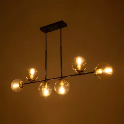 LATTICE 203-0016 Μοντέρνο Φωτιστικό Οροφής με Ντουί 6 x E27 AC 220-240V IP20 - Μαύρο & Μπρούτζινο - Μ120 x Π15 x Υ32cm