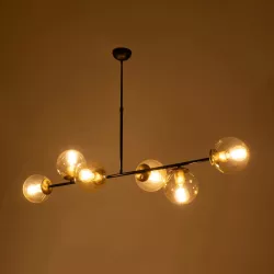 LATTICE 203-0017 Μοντέρνο Φωτιστικό Οροφής με Ντουί 6 x E27 AC 220-240V IP20 - Μαύρο & Μπρούτζινο - Μ120 x Π32 x Υ32cm