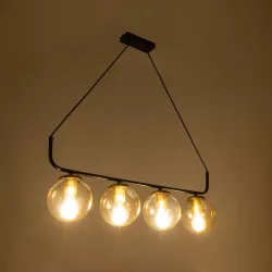 LATTICE 203-0018 Μοντέρνο Κρεμαστό Φωτιστικό Οροφής με Ντουί 4 x E27 AC 220-240V IP20 - Μαύρο & Μπρούτζινο - Μ78 x Π15 x Υ81cm