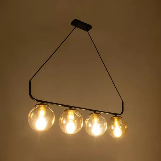 LATTICE 203-0018 Μοντέρνο Κρεμαστό Φωτιστικό Οροφής με Ντουί 4 x E27 AC 220-240V IP20 - Μαύρο & Μπρούτζινο - Μ78 x Π15 x Υ81cm