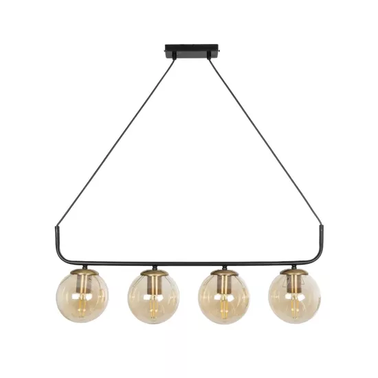 LATTICE 203-0018 Μοντέρνο Κρεμαστό Φωτιστικό Οροφής με Ντουί 4 x E27 AC 220-240V IP20 - Μαύρο & Μπρούτζινο - Μ78 x Π15 x Υ81cm