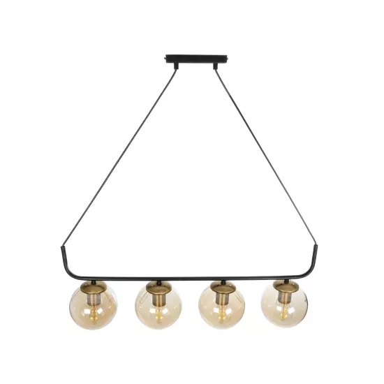 LATTICE 203-0018 Μοντέρνο Κρεμαστό Φωτιστικό Οροφής με Ντουί 4 x E27 AC 220-240V IP20 - Μαύρο & Μπρούτζινο - Μ78 x Π15 x Υ81cm