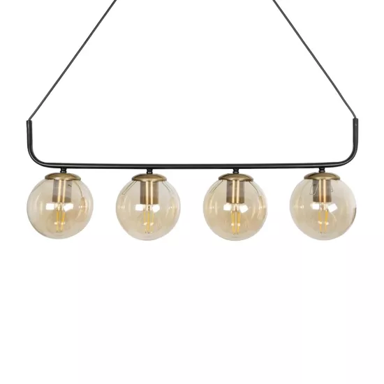 LATTICE 203-0018 Μοντέρνο Κρεμαστό Φωτιστικό Οροφής με Ντουί 4 x E27 AC 220-240V IP20 - Μαύρο & Μπρούτζινο - Μ78 x Π15 x Υ81cm