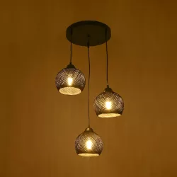 YASAM 203-0022 Vintage Κρεμαστό Φωτιστικό Οροφής με Ντουί 3 x E27 AC 220-240V IP20 - Μαύρο - Μ42 x Π42 x Υ54cm