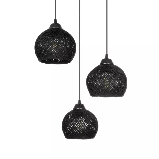 YASAM 203-0022 Vintage Κρεμαστό Φωτιστικό Πλέγμα Τρίφωτο 3 x E27 IP20 Μαύρο Ρατάν - Μ42 x Π42 x Υ54cm YASAM 203-0022 Vintage Κρεμαστό Φωτιστικό Πλέγμα Τρίφωτο 3 x E27 IP20 Μαύρο Ρατάν - Μ42 x Π42 x Υ54cm