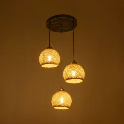 YASAM 203-0025 Vintage Κρεμαστό Φωτιστικό Οροφής με Ντουί 3 x E27 AC 220-240V IP20 - Καφέ - Μ42 x Π42 x Υ54cm