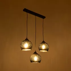 YASAM 203-0026 Vintage Κρεμαστό Φωτιστικό Οροφής με Ντουί 3 x E27 AC 220-240V IP20 - Μαύρο - Μ45 x Π18 x Υ30cm