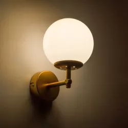 DALPH 203-0029 Vintage Φωτιστικό Τοίχου - Απλίκα με Ντουί 1 x E27 AC 220-240V IP20 - Χρυσό & Λευκό - M18 x Π15 x Υ23cm