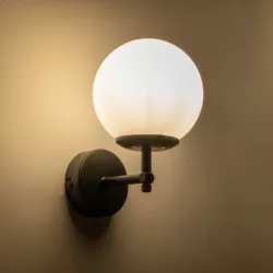 DALPH 203-0032 Vintage Φωτιστικό Τοίχου - Απλίκα με Ντουί 1 x E27 AC 220-240V IP20 - Μαύρο & Λευκό - M18 x Π15 x Υ23cm