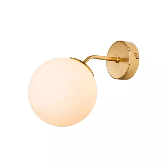 DALPH 203-0033 Vintage Επιτοίχιο Φωτιστικό Απλίκα Μονόφωτο 1 x E27 IP20 Χρυσό Μέταλλο με Λευκό Γυαλί - M15 x Π18 x Υ22.5cm DALPH 203-0033 Vintage Επιτοίχιο Φωτιστικό Απλίκα Μονόφωτο 1 x E27 IP20 Χρυσό Μέταλλο με Λευκό Γυαλί - M15 x Π18 x Υ22.5cm