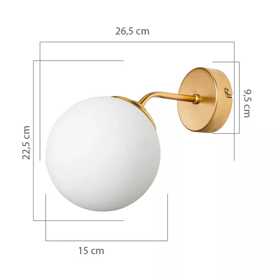 DALPH 203-0033 Vintage Επιτοίχιο Φωτιστικό Απλίκα Μονόφωτο 1 x E27 IP20 Χρυσό Μέταλλο με Λευκό Γυαλί - M15 x Π18 x Υ22.5cm DALPH 203-0033 Vintage Επιτοίχιο Φωτιστικό Απλίκα Μονόφωτο 1 x E27 IP20 Χρυσό Μέταλλο με Λευκό Γυαλί - M15 x Π18 x Υ22.5cm