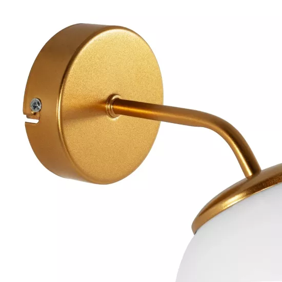 DALPH 203-0033 Vintage Φωτιστικό Τοίχου - Απλίκα με Ντουί 1 x E27 AC 220-240V IP20 - Χρυσό & Λευκό - M15 x Π25 x Υ22cm
