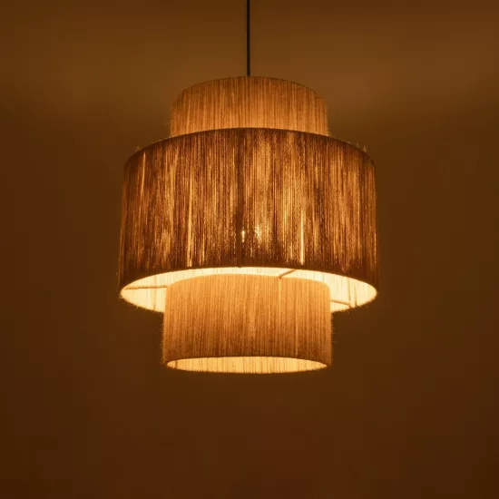 SALTO 203-0037 Boho Κρεμαστό Φωτιστικό Καπέλο Μονόφωτο 1 x E27 IP20 Μπέζ Σχοινί - M40 x Π40 x Υ42cm