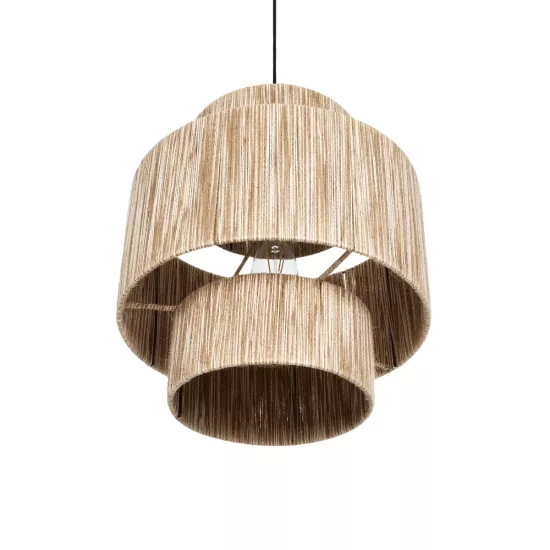 SALTO 203-0037 Boho Κρεμαστό Φωτιστικό Καπέλο Μονόφωτο 1 x E27 IP20 Μπέζ Σχοινί - M40 x Π40 x Υ42cm
