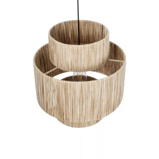 SALTO 203-0037 Boho Κρεμαστό Φωτιστικό Καπέλο Μονόφωτο 1 x E27 IP20 Μπέζ Σχοινί - M40 x Π40 x Υ42cm