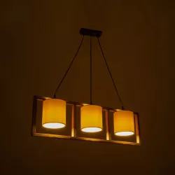 CUP 203-0051 Vintage Κρεμαστό Φωτιστικό Οροφής με Ντουί 3 x E27 AC 220-240V IP20 - Μπεζ & Λευκό - Μ80 x Π14 x Υ24cm