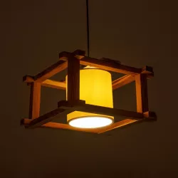 CUP 203-0053 Vintage Κρεμαστό Φωτιστικό Οροφής με Ντουί 1 x E27 AC 220-240V IP20 - Μπεζ & Λευκό - Μ32 x Π32 x Υ20cm