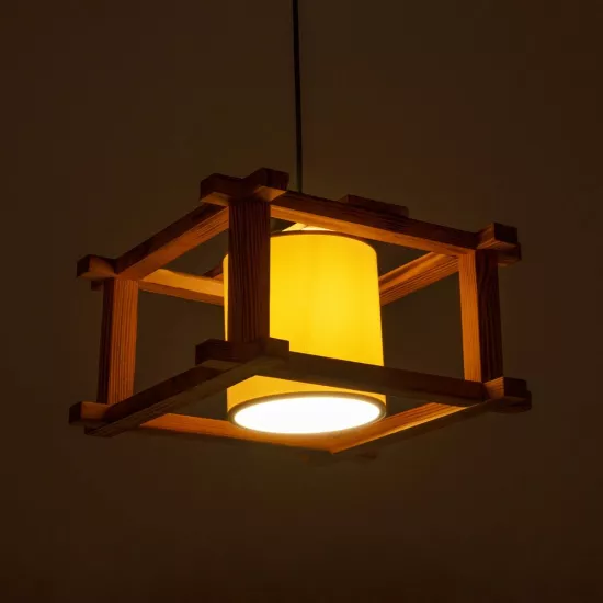 CUP 203-0053 Vintage Κρεμαστό Φωτιστικό Οροφής με Ντουί 1 x E27 AC 220-240V IP20 - Μπεζ & Λευκό - Μ32 x Π32 x Υ20cm