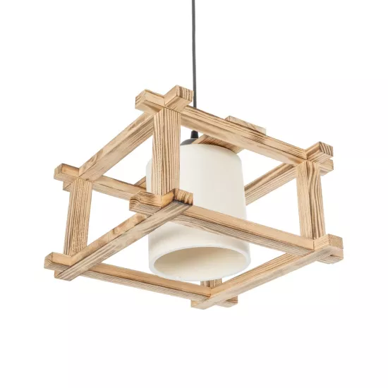 CUP 203-0053 Vintage Κρεμαστό Φωτιστικό Οροφής με Ντουί 1 x E27 AC 220-240V IP20 - Μπεζ & Λευκό - Μ32 x Π32 x Υ20cm