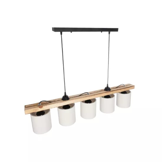 CUP 203-0054 Vintage Κρεμαστό Φωτιστικό Οροφής με Ντουί 5 x E27 AC 220-240V IP20 - Μπεζ & Λευκό - Μ100 x Π14 x Υ24cm