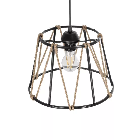 JUTE 203-0090 Μοντέρνο Κρεμαστό Φωτιστικό Σχοινί Μονόφωτο 1 x E27 IP20 Μαύρο Πλαστικό με Μπεζ Σχοινί - Μ30 x Π30 x Υ23cm JUTE 203-0090 Μοντέρνο Κρεμαστό Φωτιστικό Σχοινί Μονόφωτο 1 x E27 IP20 Μαύρο Πλαστικό με Μπεζ Σχοινί - Μ30 x Π30 x Υ23cm