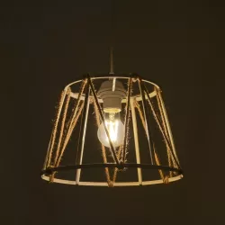 JUTE 203-0091 Μοντέρνο Κρεμαστό Φωτιστικό Οροφής με Ντουί 1 x E27 AC 220-240V IP20 - Λευκό & Μπεζ - Μ30 x Π30 x Υ23cm