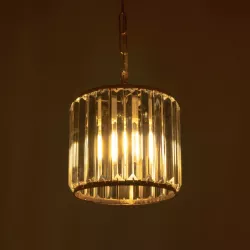 GLAMOROUS 203-0093 Κλασικό Κρεμαστό Φωτιστικό Οροφής με Ντουί 1 x E27 AC 220-240V IP20 - Χρυσό & Διάφανο - Μ19 x Π19 x Υ16.5cm