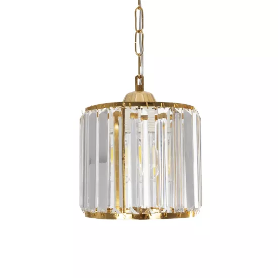 GLAMOROUS 203-0093 Κλασικό Κρεμαστό Φωτιστικό Κρύσταλλα Μονόφωτο 1 x E27 IP20 Χρυσό Μέταλλο με Διάφανο Κρύσταλλο - Μ19 x Π19 x Υ16.5cm