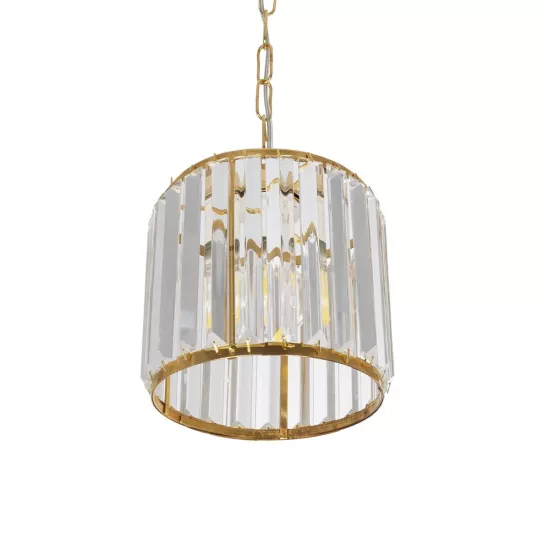 GLAMOROUS 203-0093 Κλασικό Κρεμαστό Φωτιστικό Κρύσταλλα Μονόφωτο 1 x E27 IP20 Χρυσό Μέταλλο με Διάφανο Κρύσταλλο - Μ19 x Π19 x Υ16.5cm