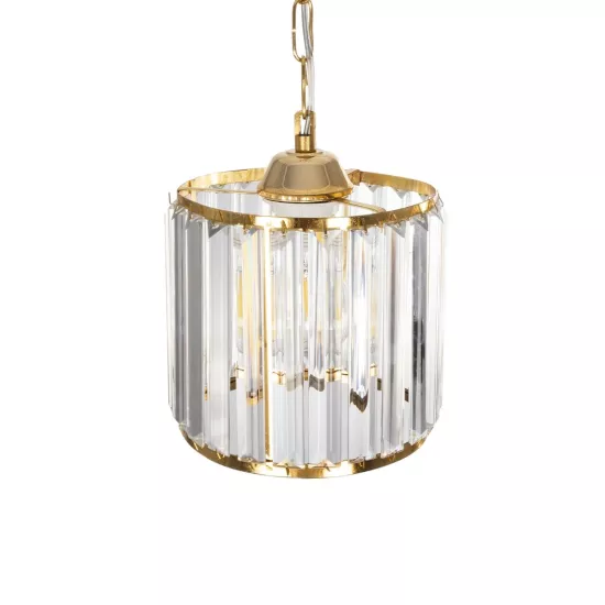 GLAMOROUS 203-0093 Κλασικό Κρεμαστό Φωτιστικό Κρύσταλλα Μονόφωτο 1 x E27 IP20 Χρυσό Μέταλλο με Διάφανο Κρύσταλλο - Μ19 x Π19 x Υ16.5cm