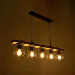 BARISTA 203-0095 Vintage Κρεμαστό Φωτιστικό Οροφής με Ντουί 5 x E27 AC 220-240V IP20 - Μπεζ & Μαύρο - Μ100 x Π14.5 x Υ26cm