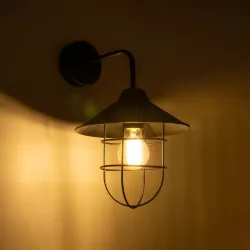 CAGE 203-0096 Vintage Φωτιστικό Τοίχου - Απλίκα με Ντουί 1 x E27 AC 220-240V IP20 - Μαύρο - M22 x Π28 x Υ35cm